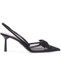 Prada - Mesh Bow Slingback Pumps - Lyst