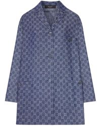 Gucci - Giacca in denim di cotone gg jacquard - Lyst