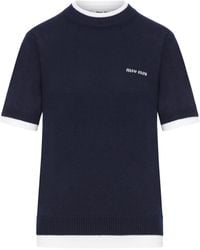 Miu Miu - Maglia a manica corta in cashmere - Lyst