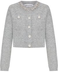 Self-Portrait - Cardigan With Crystal Finishing - Lyst