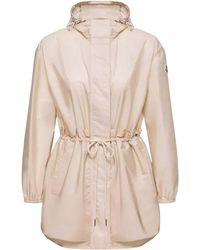 Moncler - Midi Weteau Jacket With Hood And Ruffles - Lyst