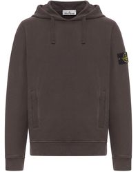 Stone Island - Felpa in cappuccio in cotone con logo compass - Lyst