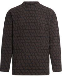 Valentino Garavani - Crewneck Wool Sweater With Toile Iconographe Pattern - Lyst