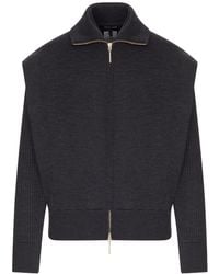 Giorgio Armani - Padded Virgin Wool Bomber Jacket With Ribbed Sleeves - Lyst
