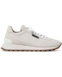 Brunello Cucinelli - Suede Runners With Shiny Tab - Lyst