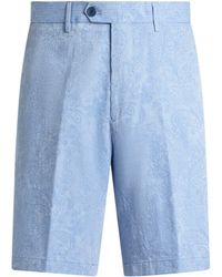Etro - Jacquard Cotton Shorts With Floral Paisley Stripes - Lyst