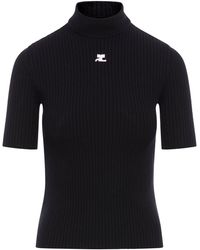 Courreges - Reedition Short Sleeves Rib Knit Sweater - Lyst