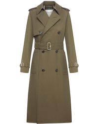 Burberry - Long Trench Coat In Cotton Blend - Lyst