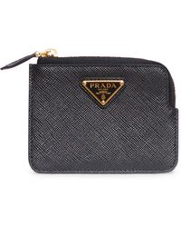 Prada - Portamonete in saffiano con log - Lyst