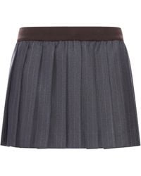 Miu Miu - Pinstriped Pleated Miniskirt - Lyst
