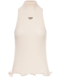 Fendi - Cotton Top Finished With Ruffles - Lyst
