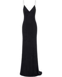 Tom Ford - Satin Evening Dress With Crystal Chain ??embroidery And Open Back - Lyst