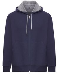 Brunello Cucinelli - Felpa con zip e cappuccio in cotone - Lyst