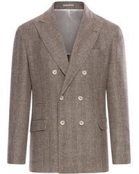 Brunello Cucinelli - Double Breasted Blazer - Lyst