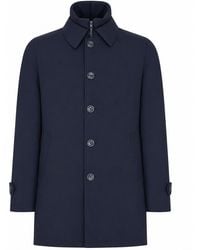 Herno - Waterproof Technical Fabric Coat With Buttons And A High Collar - Lyst