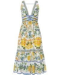 FARM Rio - Long Dress With Floral Print And Deep V-neck - Lyst
