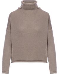 Transit - Two-tone Ribbed Wool And Linen Turtleneck - Lyst