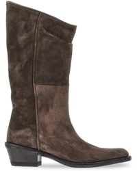 KHAITE - Clive Western Suede Boots - Lyst