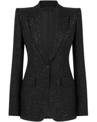 Tom Ford - Single-Breasted Wool Blend Crepe Jacket With Sequins - Lyst