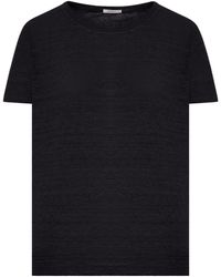Transit - Crew Neck T-shirt In Melange Effect Linen - Lyst