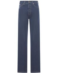 Miu Miu - Wide Leg Pants With Embroidered Logo - Lyst