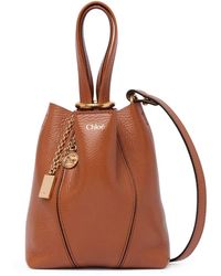 Chloé - Tote bag piccola chloÉ spin in pelle granata - Lyst