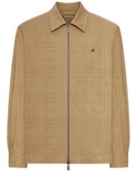 Burberry - Check Cotton Zip-Up Shirt - Lyst