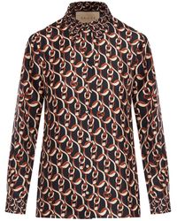 Gucci - Camicia in seta con stampa catena incrocio gg - Lyst