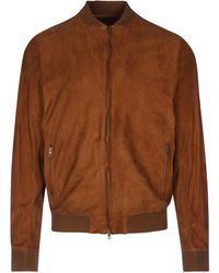 Salvatore Santoro Leather Jacket With Zip - Brown