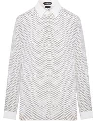 Tom Ford - Silk Crêpe De Chine Shirt With Diamond Print - Lyst