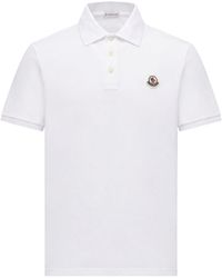 Moncler - Polo in cotone piquet con patch logato - Lyst