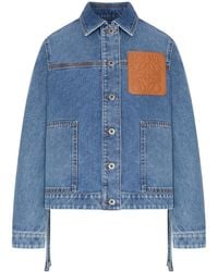 Loewe - Cotton Denim Jacket With An Asymmetric Hem And Side Laces - Lyst