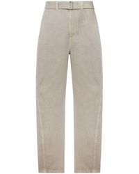 Lemaire - Twisted Cotton Twill Trousers With Belt - Lyst
