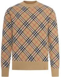 Burberry - Pullover in cotone e lana check - Lyst