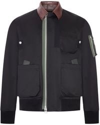 Sacai - Utility Bomber Jacket With Leather Details - Lyst