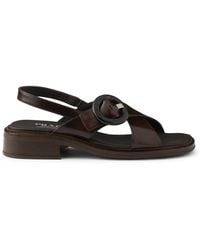 Prada - Sandali in pelle spazzolata con fibbia - Lyst