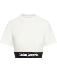 Palm Angels - Logo-print Cropped T-shirt - Lyst