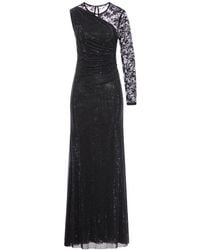 Self-Portrait - Dress With Rhinestone And Lace Sleeves - Lyst