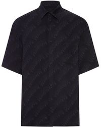 Balenciaga - Fluid Viscose Shirt With Allover Logo - Lyst