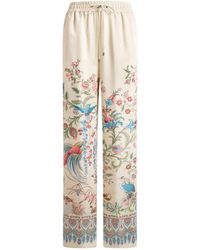 Etro - Wide-leg Trousers With Placed Flora And Fauna Print - Lyst