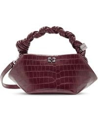Ganni - Mini Bou Bag In Burgundy Crocodile Effect - Lyst
