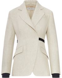 Max Mara - Double-breasted Linen Drill Blazer - Lyst