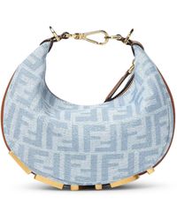 Fendi - Graphy mini bag in denim ff chiaro - Lyst