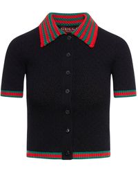 Gucci - Cotton Lace Polo Shirt With Web Pattern - Lyst