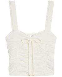 Celine - Short Ruffled Top In Cotton And Silk Jersey - Lyst