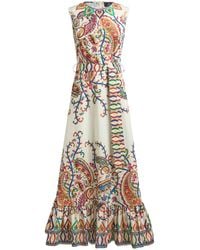 Etro - Long Cotton Dress With Floral Paisley Print - Lyst