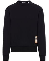 Burberry - Cotton Sweatshirt With Check Application - Lyst