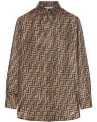 Fendi - Camicia in seta ff - Lyst