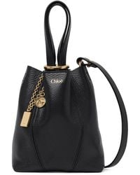 Chloé - Tote bag piccola chloÉ spin in pelle granata - Lyst