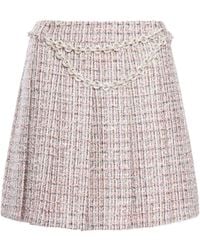 Self-Portrait - Boucle Mini Skirt With Crystal Belt - Lyst